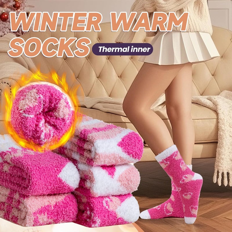 AMENLAN Store Women Fuzzy Slipper Socks Winter Microfiber Soft Cozy Plush Fluffy Socks Warm Comfy Thermal Home Sleeping Socks - Image 2